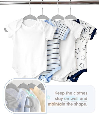 Baby Hangers, VIS'V 11 Inch Gray Velvet Kids Hangers with 6 Pcs Size Dividers Non Slip Nursery Children Closet Clothes Hangers for Infant Toddler Girls and Boys 30 Pcs