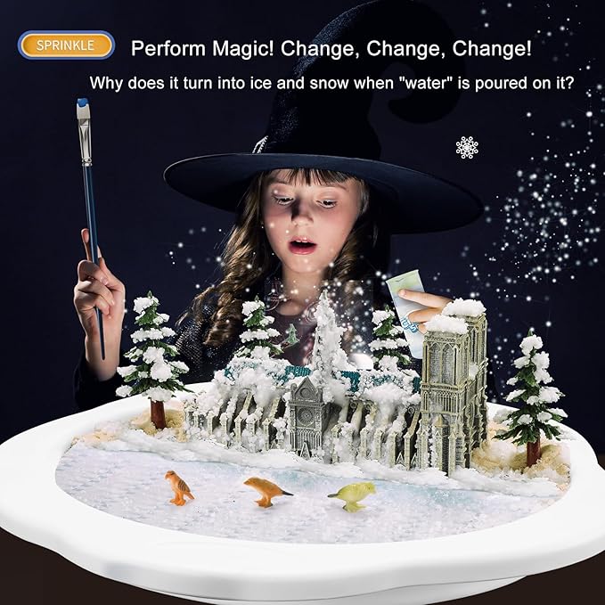 Snow Making Experiment Kits, Snow Making Fun Science Kits for Kids, DIY Educational Painting 3D Snow Scene Science Experiment Kit Snow Making Experiment Scene Painting DIY Model Science Toys-3001