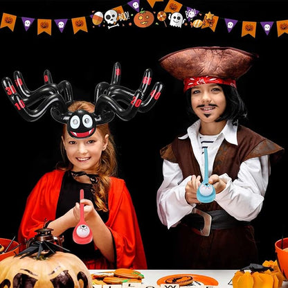 Libima Halloween Party Games Set Includes Pumpkin Bean Bag Toss Games Inflatable Spiders Witch Hat Toss Game Halloween Eyeball Spoon Relay Race Game Bingo Game for Kids Adults, 4 types