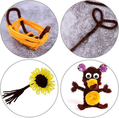 100Pcs Pipe Cleaners, Pipe Cleaners Craft, Creative Craft Pipe Cleaners for Festivals Flower Making, Chenille Stems Crafting Pipe Cleaners Craft Supplies for DIY Decorations/Dark Brown