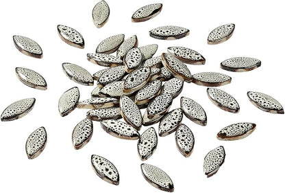 70 Pcs Petal Ceramics Mosaic Tiles for Crafts, Stained Ceramics Supplies, Flower Leaves Mosaic Ceramics Mosaic Pieces Kit for DIY Crafts Plates Picture Frames Home Decorations - Black