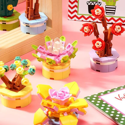 Valentines Day Gifts for Kids 8-12, 24 Pack Succulents Plants Building Blocks Kit With Gift Cards for Kids School Classroom, Class Valentines Gift Exchange, Kids Party Favors Stuffers Fillers