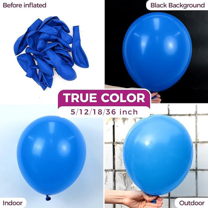 Bezente Royal Blue Latex Party Balloons - 100 Pack 12 inch Round Helium Matte Dark Blue Balloons for Graduation Men Birthday Gender Reveal Wedding Under The Sea Ocean Theme Boho Party Decorations