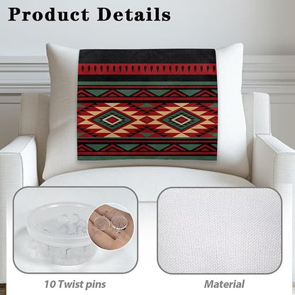 Navajo Recliner Headrest Cover Washable Red Sofa Headrest Covers Couch Headrest Covers Furniture Protector for Living Room Home 1 Pcs