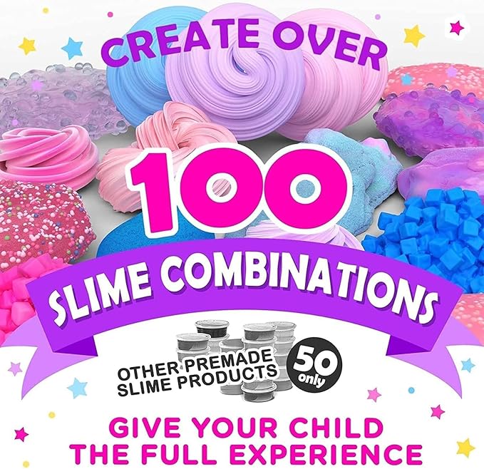 Original Stationery Slime Making Kit - Multicolor, Glow-in-The-Dark, Bubble Gum Scent - DIY Unicorn Slime Kit with Glitter & Clay Add-Ins - Holiday Activity & Birthday Gift for Kids Ages 7+
