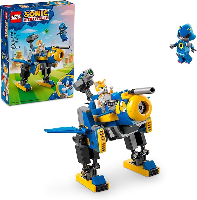 LEGO Sonic The Hedgehog Cyclone vs. Metal Sonic - Building Toy for Kids, Boys and Girls, Ages 8+ - Mech Suit with Metal Sonic and Tails Minifigures for Pretend Play - Gift Idea for Birthdays - 77002