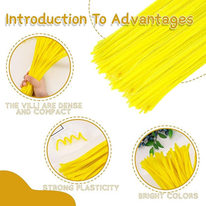 100Pcs Pipe Cleaners, Pipe Cleaners Craft, Creative Craft Pipe Cleaners for Flower Making, Chenille Stems Crafting Pipe Cleaners Flowers, Craft Supplies for Home Festivals DIY/Yellow