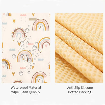 Insular Baby Splat Mat for Under High Chair/Arts/Crafts, Anti Slip and Waterproof Splash Mat for Floor, Portable Picnic Mat, 51x51 Inch, Rainbow