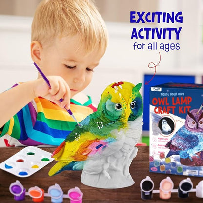 Paint Your Own Owl Lamp Kit, Art Supplies Arts & Crafts Kit, Painting kit for Kids 6-12, Arts and Crafts for Kids Ages 8-12, Toys Girls Boy Birthday Gift Ages 3 4 5 6 7 8 9 10 11 12+