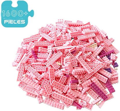 Building Bricks 1600+ Pieces Set - Classic Cartoon Characters Building Blocks - Mini Building Block for Boys Girls & Adults (Pink)