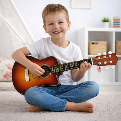 23" Acoustic Guitar, Kids 6 String Toy Guitar - Realistic Steel Strings - Beginner Practice First Musical Instrument for Children, Toddlers (Cherry Sunburst)