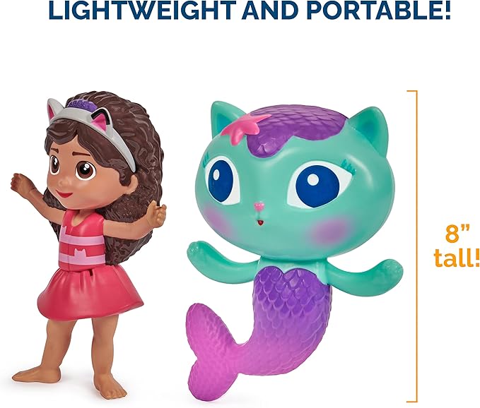 SwimWays Gabby’s Dollhouse Floatin' Figures, Swimming Pool Accessories & Kids Pool Toys, Party Supplies & Water Toys for Kids Aged 3 & Up, Gabby & Mercat 2-Pack