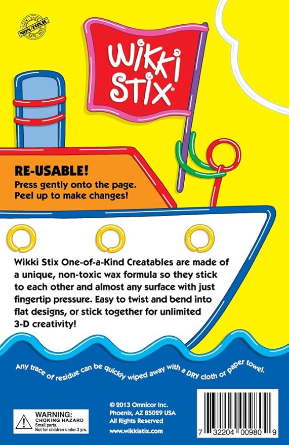 WikkiStix Travel Fun Pak, 24 Wikki Stix and 8-Page idea Booklet and playboard, Made in The USA! (Pack of 2)