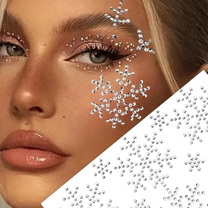 NOOEPC Christmas Face Gems Rave Accessories, Christmas Makeup Snowflake Self-Adhesive Face Jewels Eye Jewels Festival Essentials Rhinestone Stickers, Eye, Makeup for Kids,Women