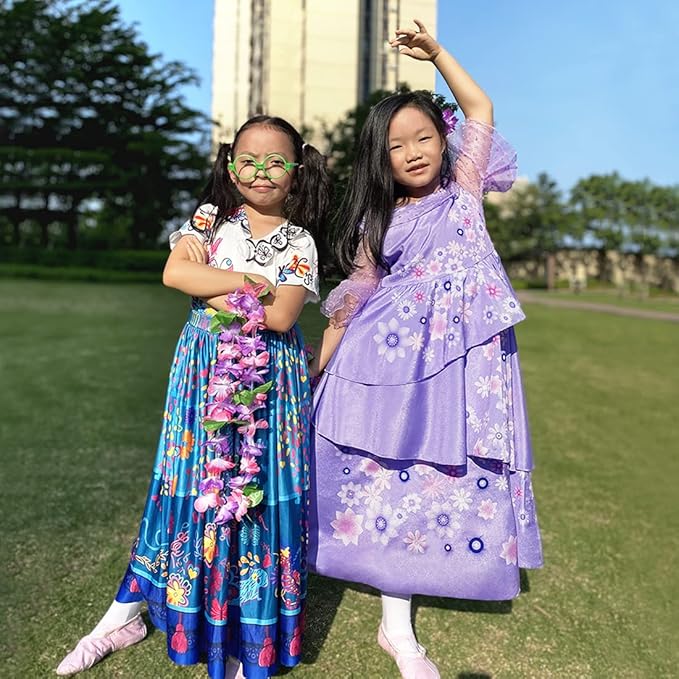 Kids Mirabel Cosplay Costume Girls Isabela Magical Princess Dresses Halloween Party Dress Up Suit