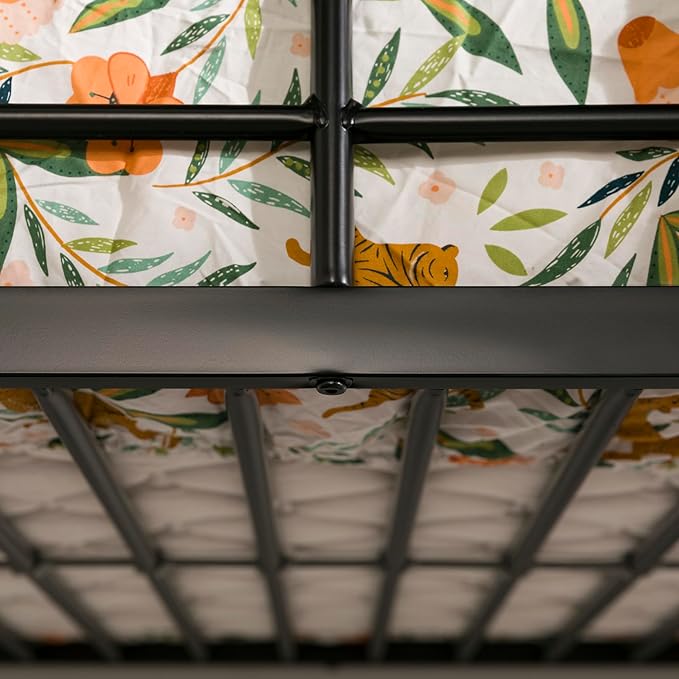 Walker Edison Timothee Urban Industrial Metal Twin over Loft Bunk Bed, Twin Size, Black