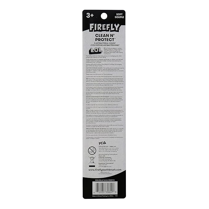 FIREFLY Clean N' Protect, L.O.L. Surprise! Toothbrush with hygienic Character Cover, Soft Bristles, Anti-Slip Grip Handle, Battery Included, Ages 3+, 1 Count (Pack of 2)