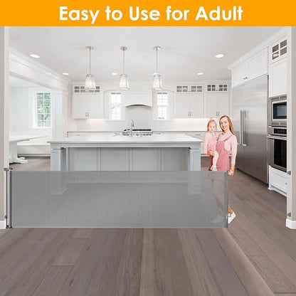 180 Inch Extra Wide Baby Gates for Large Openings Extra Long Retractable Dog Gate for Living Room, Kitchen, Dining Room, Bottom of Stairs, Doorway, Fireplace, Garage, Porch, Deck, Patio, Backyard