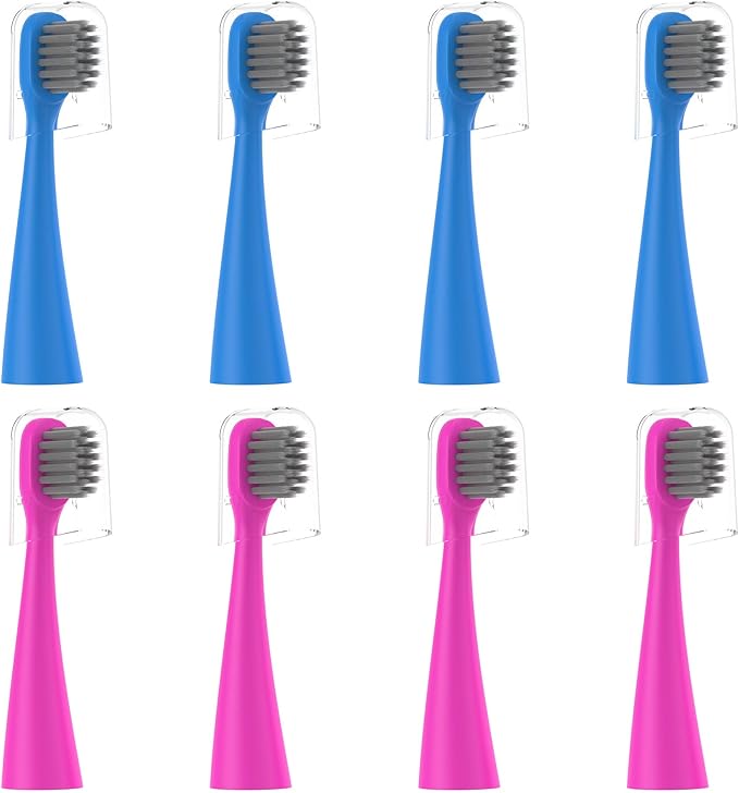 Replacement Toothbrush Heads 8 Pack for Burst Kids Electric Toothbrush, Blue and Pink