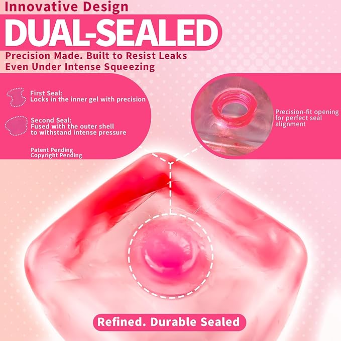 Premium MEGA Cube – Extra Large Ultra-Firm Gel Squishy Fidget Toy | Stress Balls for Adults with Non-Sticky, Odor-Free Shell & Reinforced Dual Leak-Proof Seals for Heavy-Duty Use | 1-Pack Pink