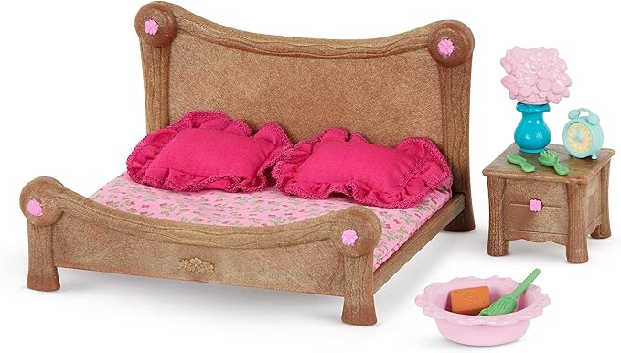 Li'l Woodzeez Master Bedroom & Dining Set – Miniature Furniture and Kitchen Accessories – 26pc Toy Set with Bed, Table, Fridge, and More – Toys for Kids Age 3+