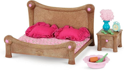 Li'l Woodzeez Master Bedroom & Dining Set – Miniature Furniture and Kitchen Accessories – 26pc Toy Set with Bed, Table, Fridge, and More – Toys for Kids Age 3+