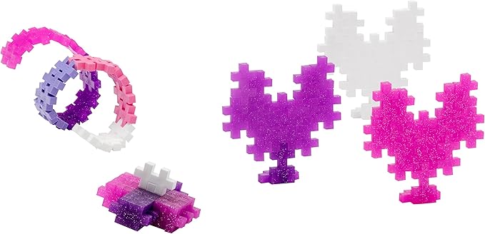 PLUS PLUS 240 Piece Interlocking Building Blocks for Kids, Open Ended Connecting Toys, STEM Bin Mini Manipulatives - Glitter Mix Play Tube & Baseplate