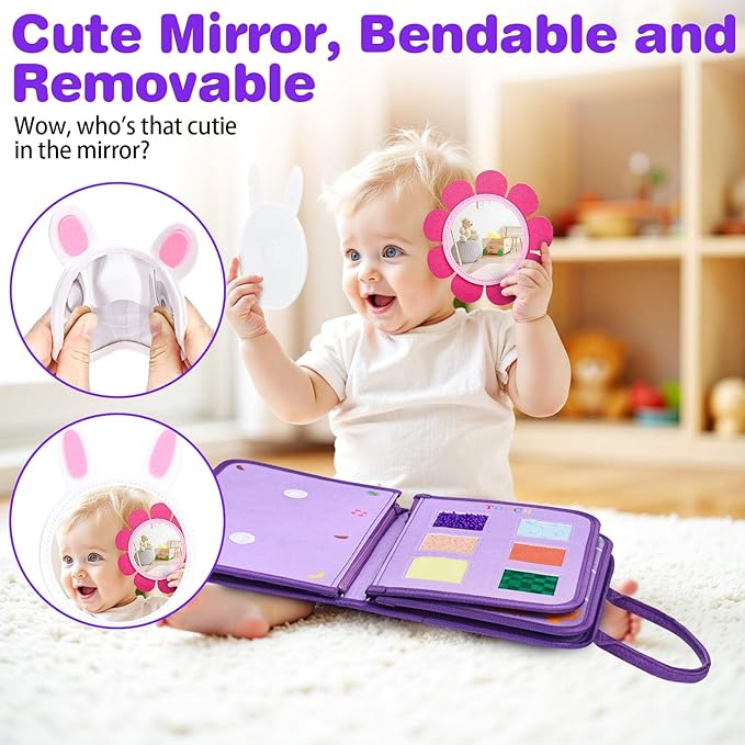 JHkim Busy Board Montessori Toys for Toddlers 1-3, Birthday Gifts for 1 2 3 4 Year Old Girl, Autism Sensory Travel Toy, Educational Activity Busy Book, Preschool Learning Fine Motor Skills Toys,Purple