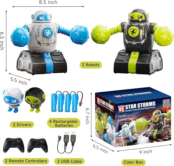 cxjoigxi Remote Control Fighting Robots Game Set of 2, RC Ejecting Battle Bots Toys with Light & Sound, Fun Electronic Battle Robots Toy, Christmas Birthday Gifts for Kids Boys Age 5 6 7 8 9 10
