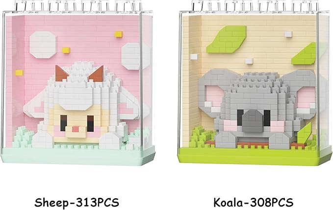 Mini Animals Building Blocks Set,with Pig, Tiger,Panda,Capybara,4Pack Kit Birthday Party Favor Gifts Toys for Ages 8-13 ﻿ (Block Zoo C 1285PCS)