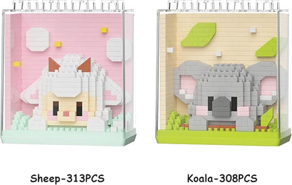 Mini Animals Building Blocks Set,with Pig, Tiger,Panda,Capybara,4Pack Kit Birthday Party Favor Gifts Toys for Ages 8-13 ﻿ (Block Zoo C 1285PCS)