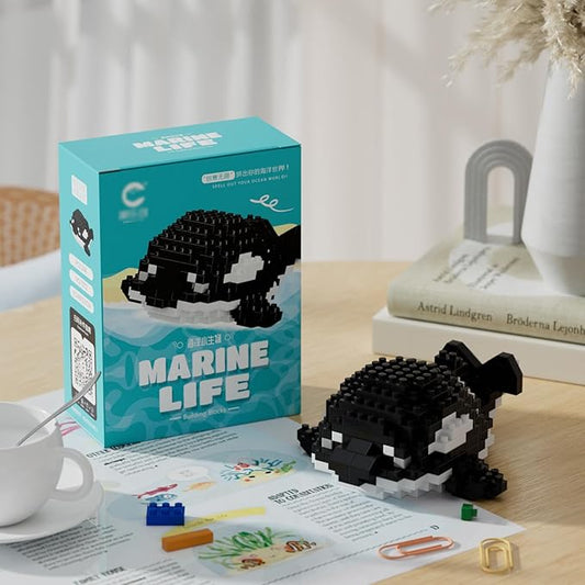 Marine Animals Building Blocks Sets Mini Building Blocks Ocean Animal Sea Creatures Building Blocks Set Mini Building Blocks Toys STEM Gifts for Kids Adult(Killer Whale)