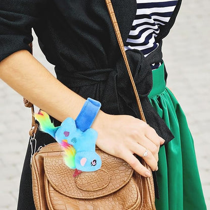 Abaodam Animal Slap Bracelet Unicorn Slap Bracelet Plush Stuffed Animal Hugger Snap Wrist Band for Kids Birthday Party Favors