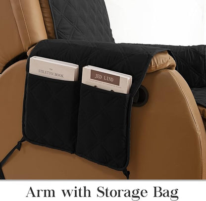 TOMORO Non-Slip Oversized Recliner Cover, 100% Waterproof Quilted Recliner Chair Slipcover Furniture Protector with Pockets, Washable Couch Cover with Elastic Straps for Kids and Pets
