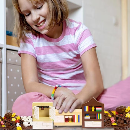 Building Block Furniture, Includes Items Such as a Bed, TV, Bookshelf, Kitchen cabinets, It Serves as Furniture for Decorating Lego City Mansion Houses and is Compatible with Major Brands Bricks
