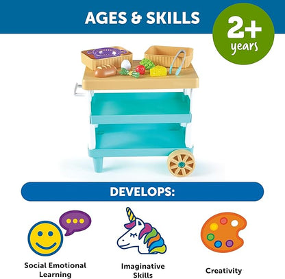 Learning Resources New Sprouts Prep ‘n’ Store Kitchen Island, 11 Pieces, Ages 2+, Play Food for Kids’ Kitchens, Grocery Store Pretend Play, Play Food for Toddlers