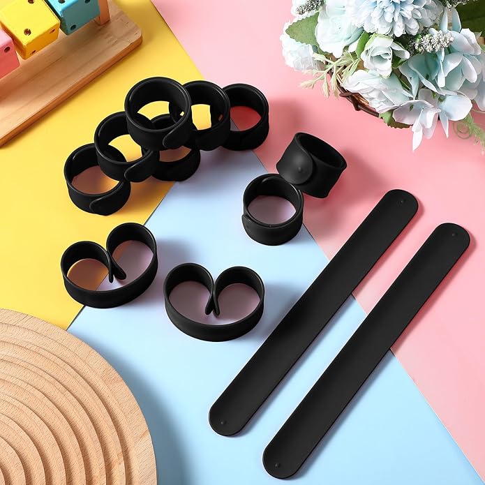 12 Pcs Silicone Slap Bracelets DIY Slap Bands Party Favors Bulk Blank Soft Wristband Wrist Snap Band for Craft Project DIY Painting Birthday Party Halloween Christmas