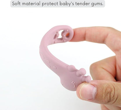 Silicone Giraffe Baby Spoon and Teether BPA Free Soft Tip Utensils for Baby Led Weaning Self Feeding and Teething Relief Dishwasher Safe Easy to Hold Infant Training Spoon Set for 6+ Months 2 Pack