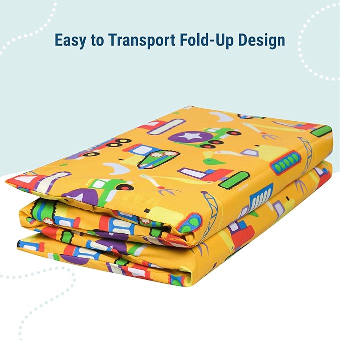 Wildkin Kids Nap Mat Cover for Boys & Girls, Sewn-in Flap Design Rest Mat Cover, Perfect for Preschool & Daycare, Fits our Vinyl Nap Mat up to 1.5 Inches Including Basic Sleep Mat (Under Construction)