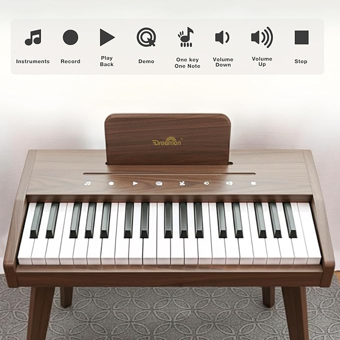 Dreamon Kids Digital Piano Keyboard, Music Educational Instrument Toy, Wood Piano for 3+ Girls and Boys, Christmas & Birthday Gifts for Kids Ages 6-12 Years Old