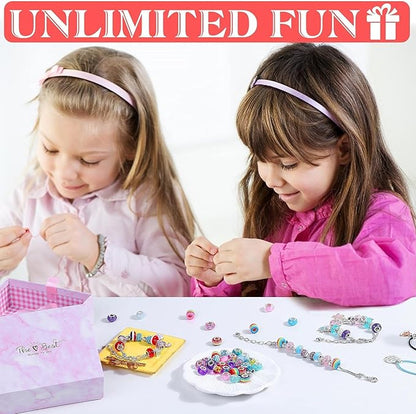 Mckanti 150 Pieces Charm Bracelet Making Kit for Girls, Charm Bracelets Jewelry Making Kit with Beads Bracelets Charms Necklace DIY Crafts Gifts Set for Teen Girls Kids Age 8-12
