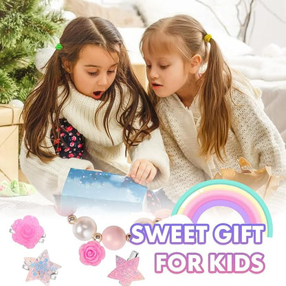 PinkSheep Little Girl Jewelry 10PCS Toddler Jewelry for Girls 3/4/5/6/7/8 yrs old Girl Play Jewelry Box Girl Necklace Girl Bracelet