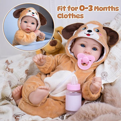 Aori Baby Dolls Realistic, 17-inch Lifelike Baby Doll Set with Feeding Kit Included, Real Life Baby Dolls for Kids 3+, Parents, Elderly and Collectors
