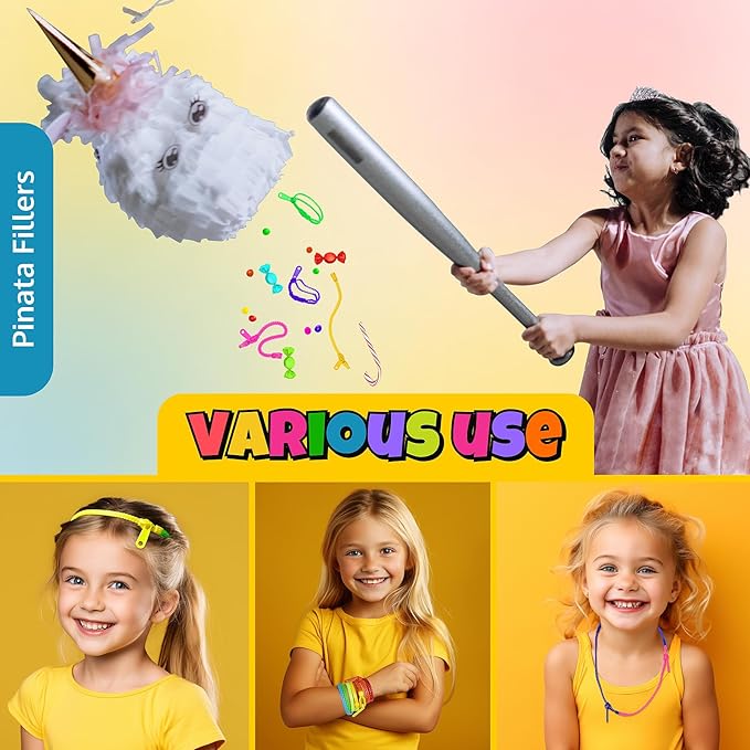 UpBrands 48 Prizes for Kids Zipper Bracelets 7 ½”, Fidget Party Favors for Kids, Sensory Toys Bulk Set, Neon Colors, Birthday Kit, Easter Egg, Treat Bags & Pinata Fillers