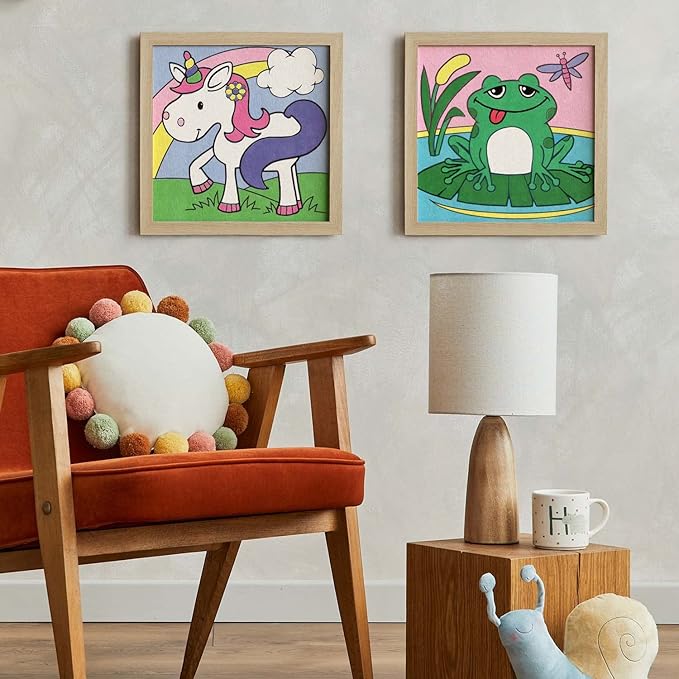 Arteza Kids Paint by Numbers Kit, 10" x 10", Pre-Printed Fairytale Canvas Painting Kit with 2 Canvases, 24 Acrylic Paint Pots, 3 Paintbrushes, Art Supplies for Developing Hand-Eye Coordination, Frog