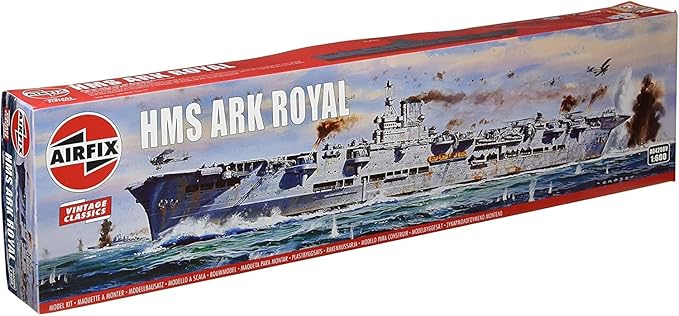 Airfix Ship Model Kit Vintage Classics - A04208V HMS Ark Royal, Plastic Watercraft Model Kits for Adults & Kids Ages 8+, Skill Level 3, 1:600 Scale WW2 Warship Models, Miniature Battleship Navy Gifts