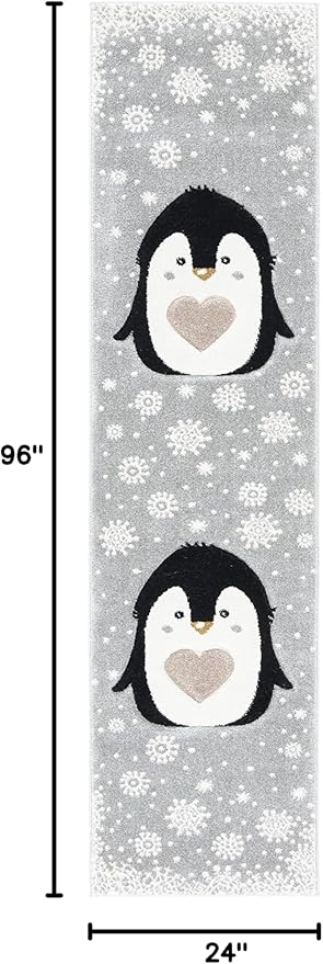 SAFAVIEH Carousel Kids Collection Runner Rug - 2' x 8', Light Grey & Black, Non-Shedding & Easy Care, Ideal for High Traffic Areas for Boys & Girls in Playroom, Nursery, Bedroom (CRK132F)