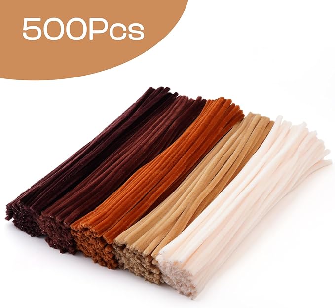 Caydo 500 Pieces Brown Pipe Cleaners, Chenille Stems, Pipe Cleaner Crafts for DIY Art and Craft Projects Creative Gift Party Decorations