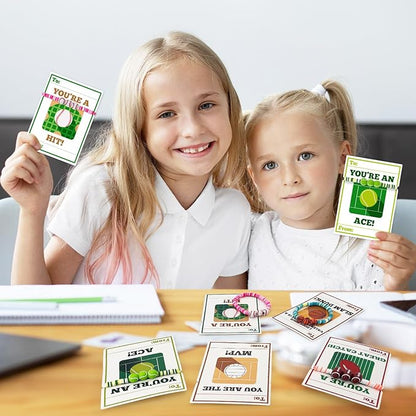 MOVINPE Valentines Day Exchange Gifts for Kids Classroom, 24 Pack Sports Charm Friendship Bracelets with Valentines Day Cards, Classroom Prizes, Valentine’s Day Cards for Kids School Bulk
