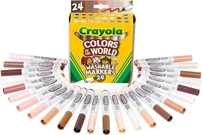 Crayola Colors of The World Markers (24 Count), Skin Tone Markers for Kids, Coloring Book Supplies, Skin Colored Markers, Gifts for Kids